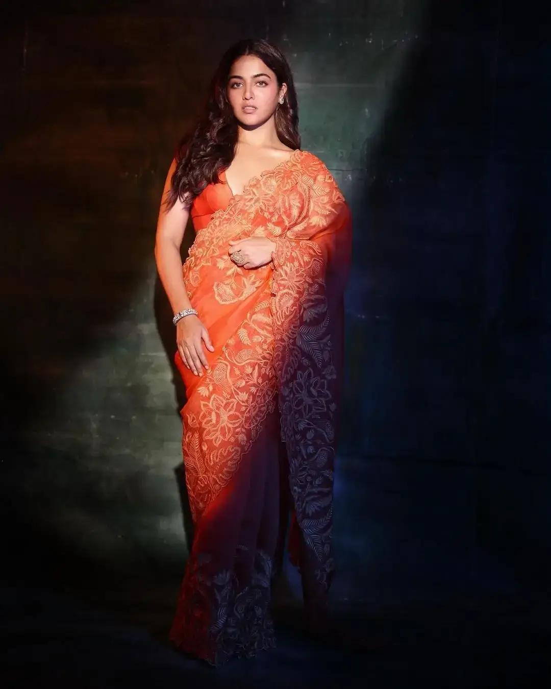 Indian Actress Wamiqa Gabbi in Orange Saree